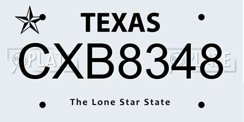 CXB8348 Texas License Plate
