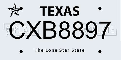 CXB8897 Texas License Plate