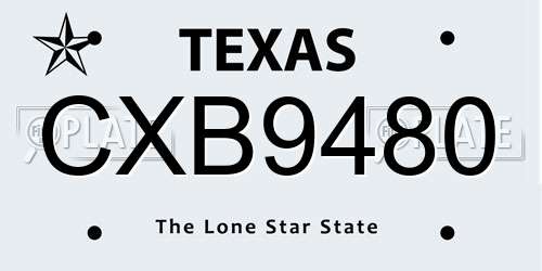 CXB9480 Texas License Plate