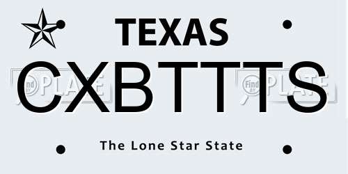 CXBTTTS Texas License Plate