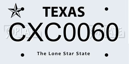 CXC0060 Texas License Plate
