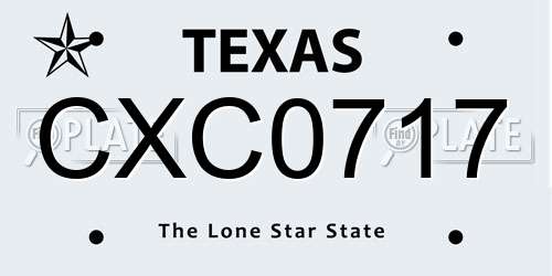 CXC0717 Texas License Plate