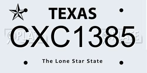 CXC1385 Texas License Plate
