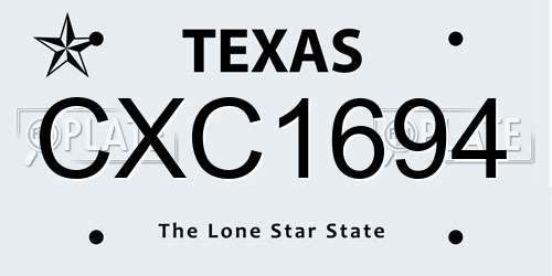 CXC1694 Texas License Plate