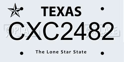 CXC2482 Texas License Plate