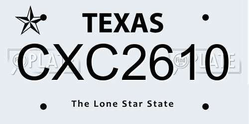 CXC2610 Texas License Plate