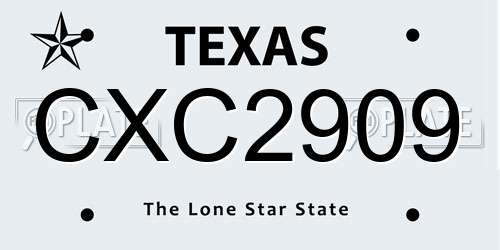 CXC2909 Texas License Plate