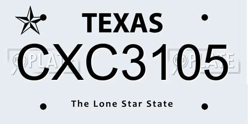 CXC3105 Texas License Plate