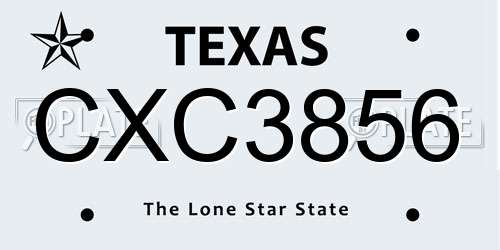 CXC3856 Texas License Plate