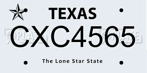 CXC4565 Texas License Plate