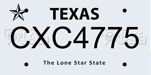 CXC4775 Texas License Plate