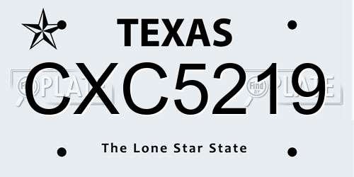 CXC5219 Texas License Plate