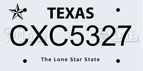 CXC5327 Texas License Plate