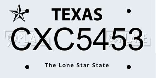 CXC5453 Texas License Plate