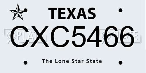 CXC5466 Texas License Plate