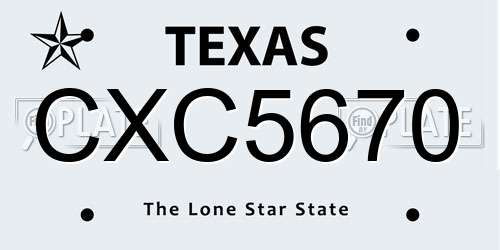 CXC5670 Texas License Plate