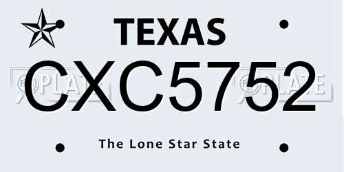 CXC5752 Texas License Plate