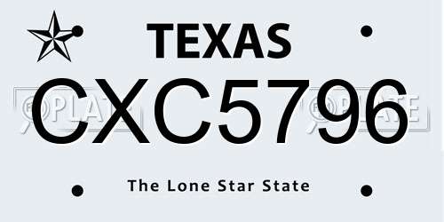 CXC5796 Texas License Plate