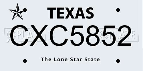 CXC5852 Texas License Plate
