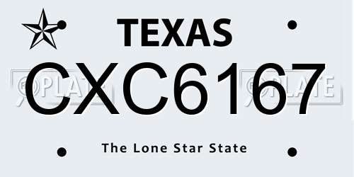 CXC6167 Texas License Plate