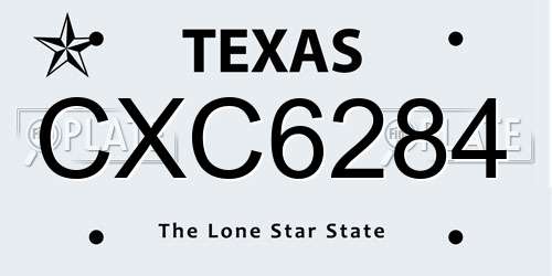 CXC6284 Texas License Plate