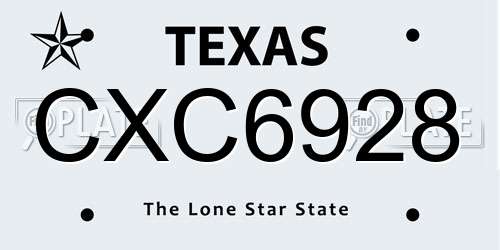 CXC6928 Texas License Plate