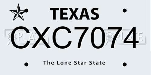 CXC7074 Texas License Plate
