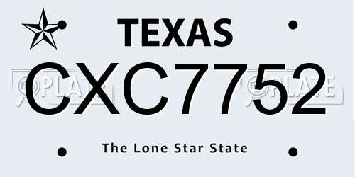 CXC7752 Texas License Plate