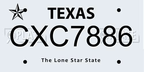 CXC7886 Texas License Plate