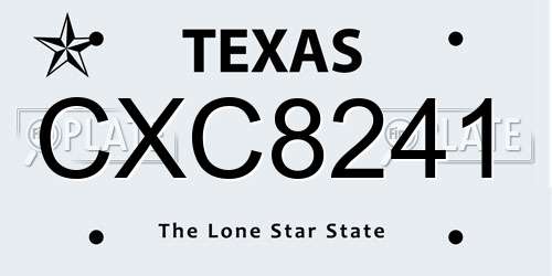 CXC8241 Texas License Plate