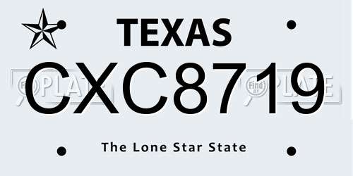 CXC8719 Texas License Plate