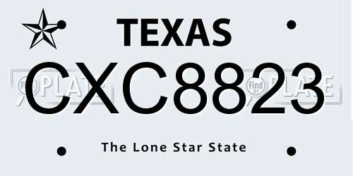 CXC8823 Texas License Plate