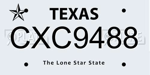 CXC9488 Texas License Plate