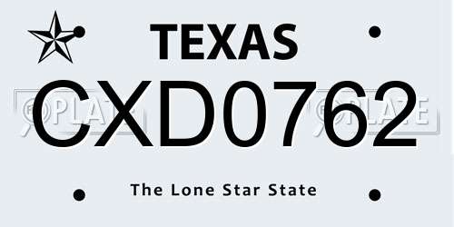 CXD0762 Texas License Plate