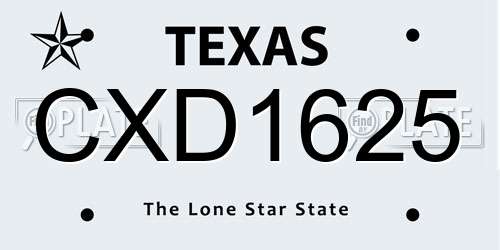 CXD1625 Texas License Plate