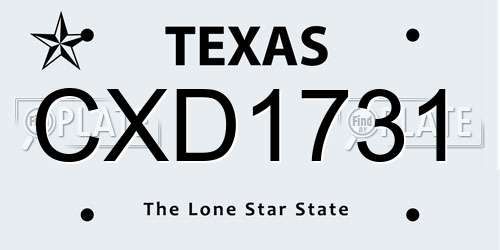 CXD1731 Texas License Plate
