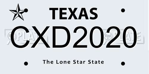 CXD2020 Texas License Plate
