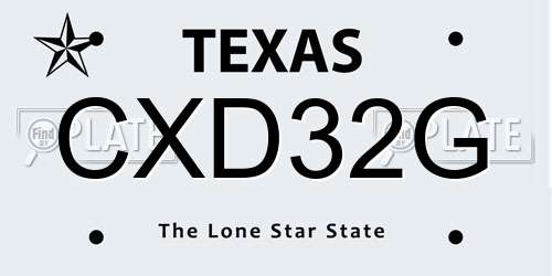 CXD32G Texas License Plate