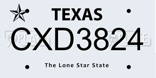 CXD3824 Texas License Plate