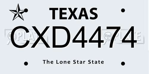 CXD4474 Texas License Plate