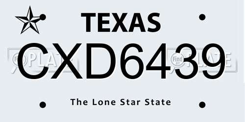 CXD6439 Texas License Plate