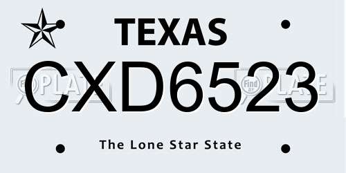 CXD6523 Texas License Plate