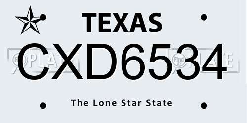 CXD6534 Texas License Plate