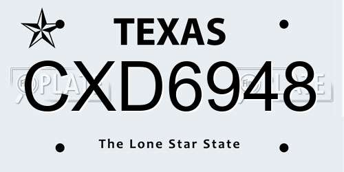 CXD6948 Texas License Plate