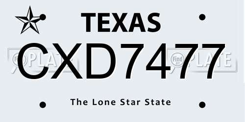 CXD7477 Texas License Plate