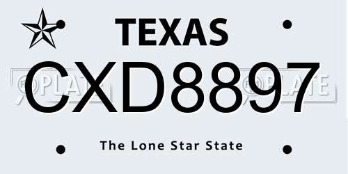 CXD8897 Texas License Plate