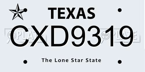 CXD9319 Texas License Plate