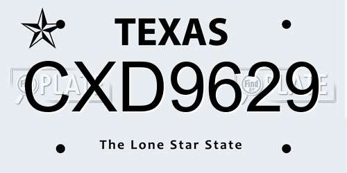 CXD9629 Texas License Plate