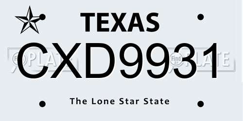 CXD9931 Texas License Plate
