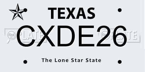 CXDE26 Texas License Plate